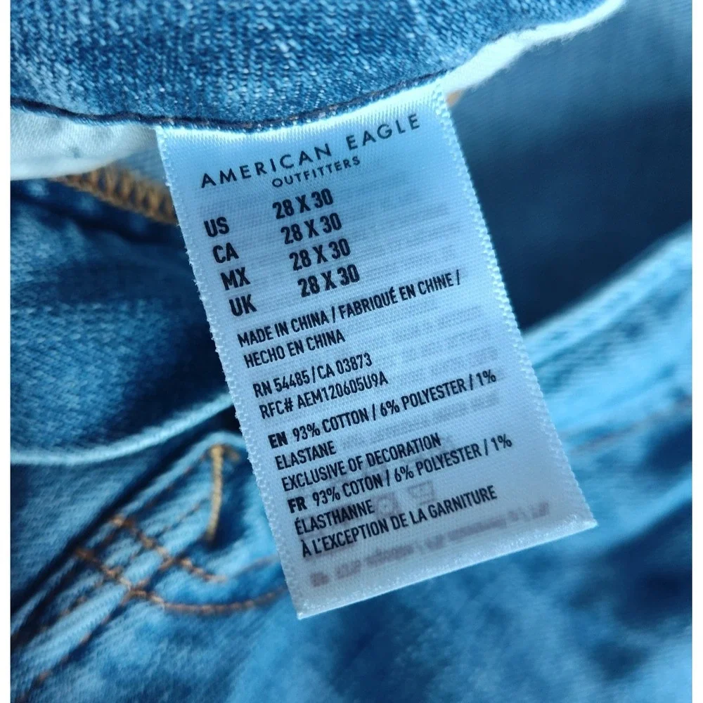 American Eagle Slim Straight Mens Jeans 28x30 Next Level Airflex Light Wash - Picture 9 of 11